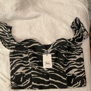 Bardot Black and Cream Bustier Blouse